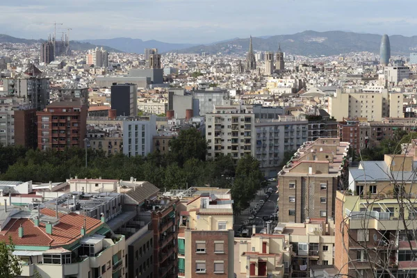 Rooftops of Poblesec, raval and born neighbourhoods, Barcelona, Spain — Stock Photo, Image