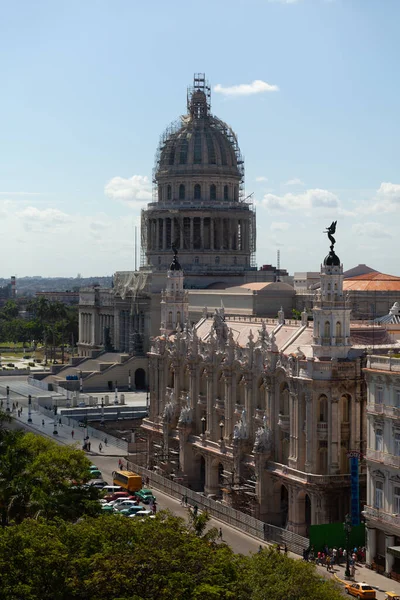 Vista Panorámica Del Parque Central Gran Teatro Habana Capitolio Nacional — Foto de Stock