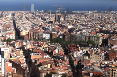 Barselona 'nın panoramik manzarası, İspanya