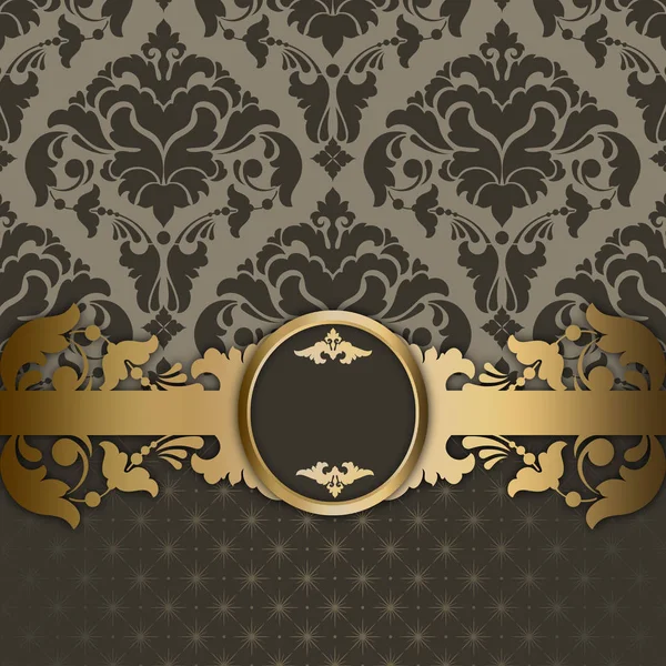 Vintage Hintergrund Mit Dekorativen Goldenen Rand Und Altmodischen Floralen Ornament — Stockfoto