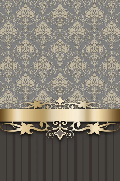 Fondo Vintage Con Borde Dorado Decorativo Patrones — Foto de Stock