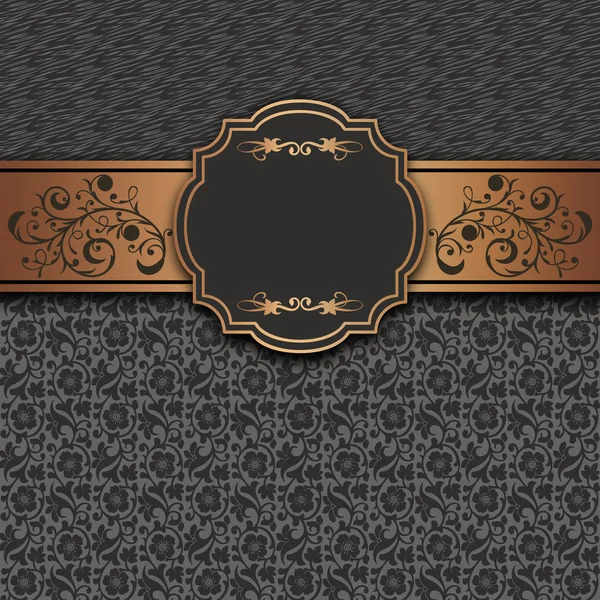Dark retro background with golden border and floral patterns.