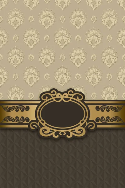 Vintage background with elegant golden border and floral patterns.