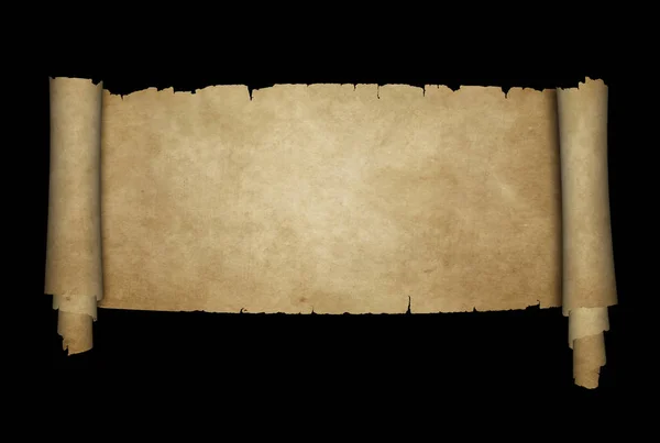 Antique Scroll Parchment Black Background — Stock Photo, Image