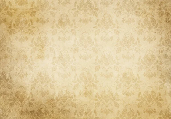 Old Yellowed Paper Texture Decorative Vintage Patterns Old Wallpaper Background — Stock Photo, Image