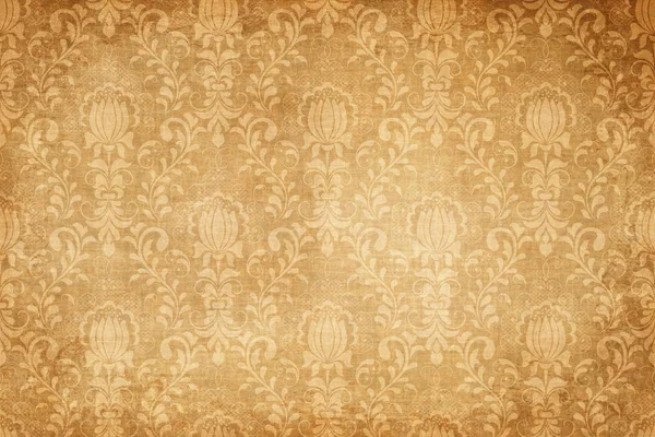 Yellowed Grunge Paper Background Decorative Floral Patterns Old Dirty Yellowed — Stock Photo, Image