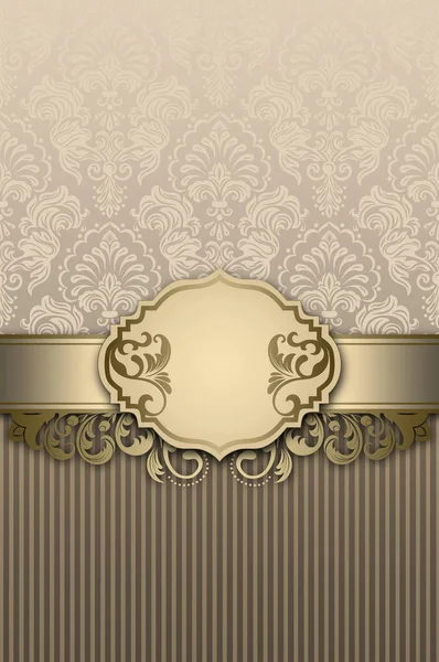 Винтажный фон с декоративной рамкой и элегантным цветочным паттом — стоковое фото