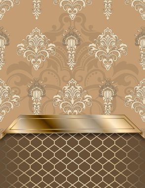 Dekoratif vintage desenleri ve kenarı olan zarif bir arkaplan.