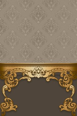 Dekoratif desenli klasik arkaplan ve zarif altın kenar.