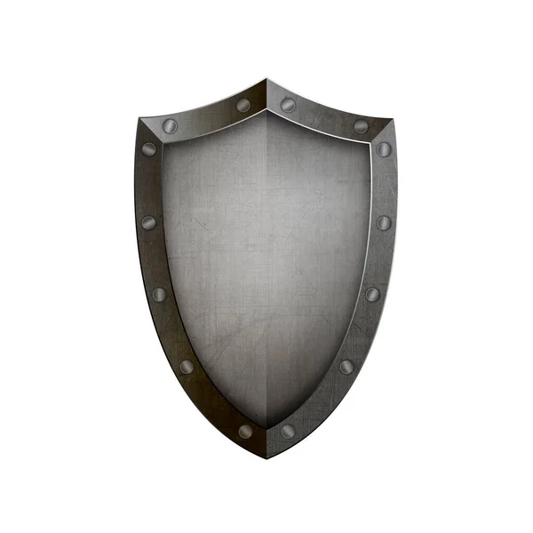 Ortaçağ perçinli kalkanı. Beyaz arkaplanda izole.