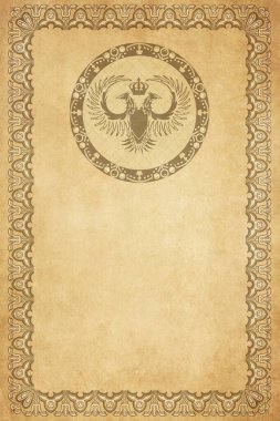 Dekoratif antika kenarlı eski kağıt çarşaf. Antika çerçeve.