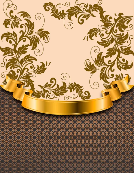 Decoratieve Achtergrond Met Elegante Vintage Patronen Gouden Lint — Stockfoto