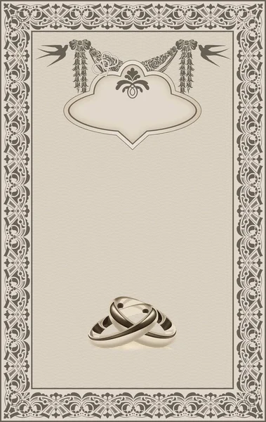 Elegant background with decorative border and wedding elements for wedding invitation card design.
