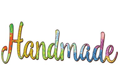 Yazıt patchwork - dan el yapımı, kumaş el, rengarenk tarafından dikilmiş parçalar craftwork, oynamak için eğlenceli vektörde boyalı beyaz zemin üzerinde bir ev hanımı