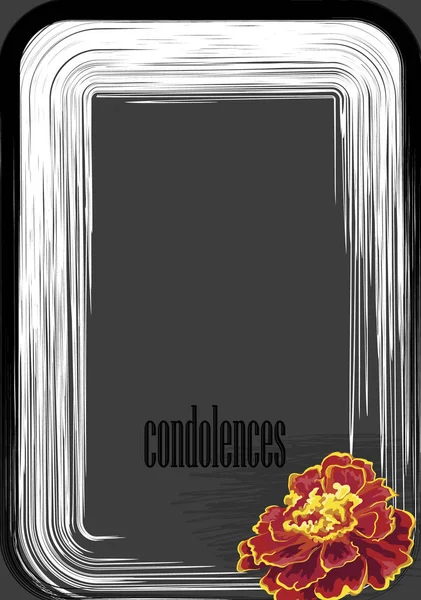 Kondolenz auf dunkelgrauem Hintergrund, eine Blume einer Ringelblume — Stockvektor