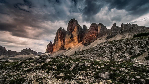 Tre Cime Lavaredo Itália Durante Pôr Sol — Fotografia de Stock