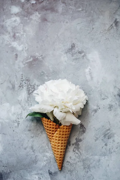 Şakayık bir gofret dondurma koni