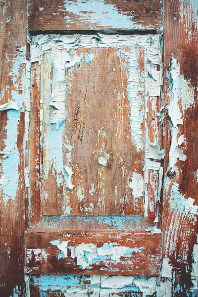 Porta Madeira Muito Antiga Com Tinta Azul Rachada — Fotografia de Stock