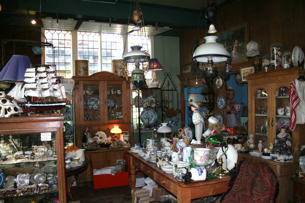 Netherlands, Holland, Dutch, North Holland, Open Air Museum, The Zaanse Schans, May 2015: antiques sold in one of the old houses
