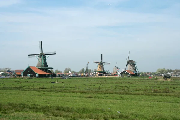 Netherlands,Holland,Dutch,North Holland,Open Air Museum, The Zaanse Schans, may 2015:Original Dutch historical windmill as exposed in open air musuem