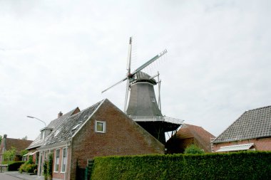 Netherlands,Holland,Dutch,Groningen,Winsum,july 2016:Historic windmill De Vriendschap in Winsum Groningen