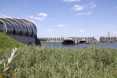 Hollanda, Hollanda, Flamanca, Overijssel, Noordoostpolder, Ramspol, Haziran 2011: balgstuw Ramspol, Ketelmeer ve kara göl arasında yer alan bir şişme Barajı olduğunu. 