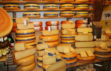 Peynir ve peynir-taşıyıcılar folkloristic chees piyasada Alkmaar, Hollanda