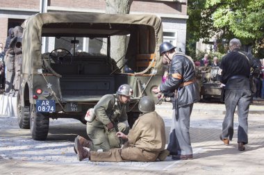 Hollanda, Limburg, Terwinselen, Temmuz 2016: Terwinselen evaquatie 1944'te canlandırma