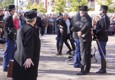 Hollanda, Limburg, Terwinselen, Temmuz 2016: Terwinselen evaquatie 1944'te canlandırma