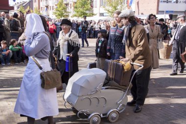 Hollanda, Limburg, Terwinselen, Temmuz 2016: Terwinselen evaquatie 1944'te canlandırma