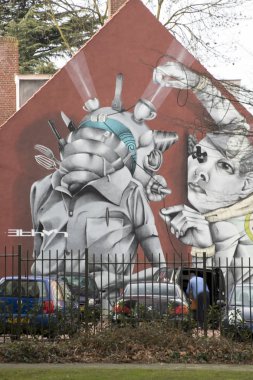 Hollanda, Hollanda, Hollanda, Limburg, Heerlen, Haziran 2018:Street görünümü sanat Heerlen