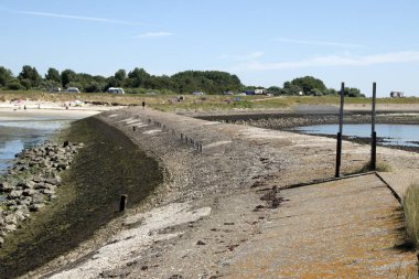 Hollanda, Hollanda, Flamanca, Zeeland Schouwen-duiveland, Ouwerkerk, Nieuwendijk, Temmuz 2018:Peer, Doğu Scheldt sahilinde iskele