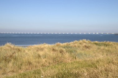 Hollanda, Hollanda, Flamanca, Zeeland Schouwen-duiveland, Ouwerkerk, Nieuwendijk, Temmuz 2018:Low gelgit Doğu Scheldt sahilinde