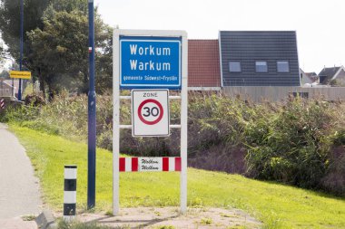 Hollanda, Friesland workum, Workum köyü için Temmuz 2018:entrance