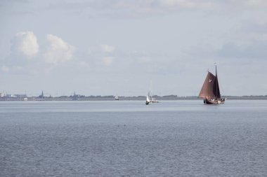 Hollanda, Friesland, Waddensea, july2018:View Wadden Denizi ve Harlingen
