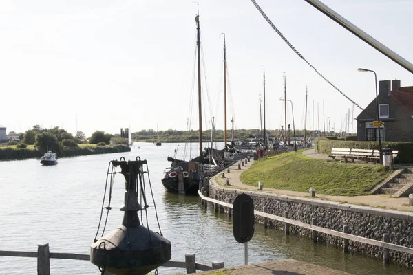 Nederland Friesland Makkum Juli 2018 Fishing Boten Zijn Aanmeren Harbo — Stockfoto