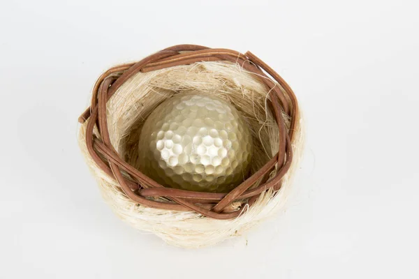 Golfball Birdsnest White Studio — Stock Photo, Image