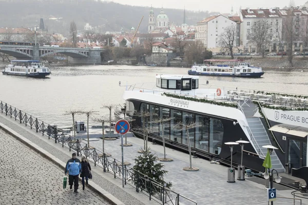 Tschechische Republik Prag Altstadt Dezember2018 Moldau Ist Ein Wichtiges Transpor — Stockfoto