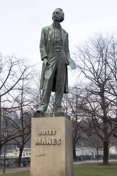 Repubblica Ceca Praga Centro Storico Dicembre 2018 Statua Josef Manes — Foto Stock