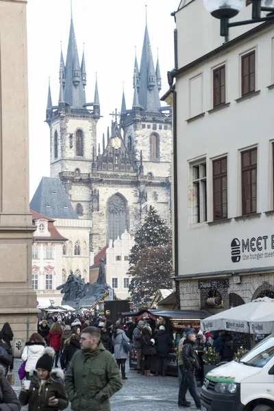 Tschechische Republik Prag Altstadt Dezember2018 Betreten Des Weihnachtsmarktes Der Innenstadt — Stockfoto