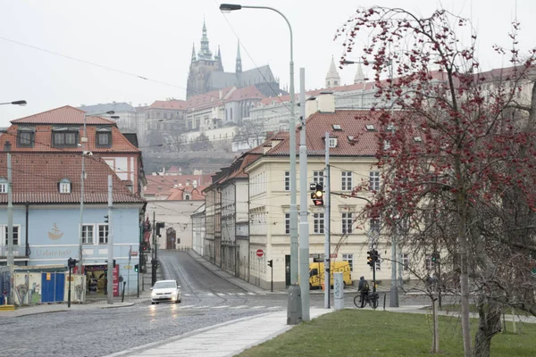 República Checa Praga Casco Antiguo Diciembre2018 Calles Tráfico Casas Casco —  Fotos de Stock