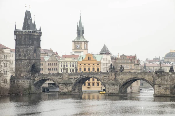 Tschechische Republik Prag Altstadt Dezember2018 Fluss Tschechische Republik Prag Karlsbrücke — Stockfoto