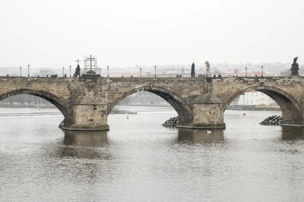 Tschechische Republik Prag Altstadt Dezember2018 Fluss Tschechische Republik Prag Karlsbrücke — Stockfoto