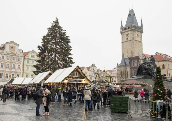 República Checa Praga Casco Antiguo Diciembre2018 Mercado Navidad Centro Pragu —  Fotos de Stock