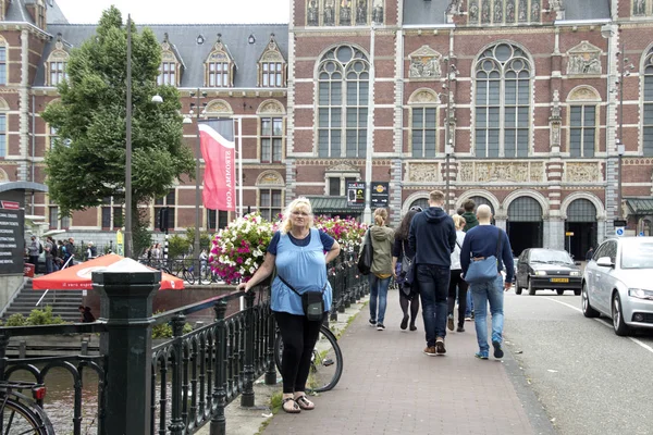 Netherlands Amsterdam July 2017 Lot Traffic Arround Rijksmuseum Ansterdam — Stock Photo, Image