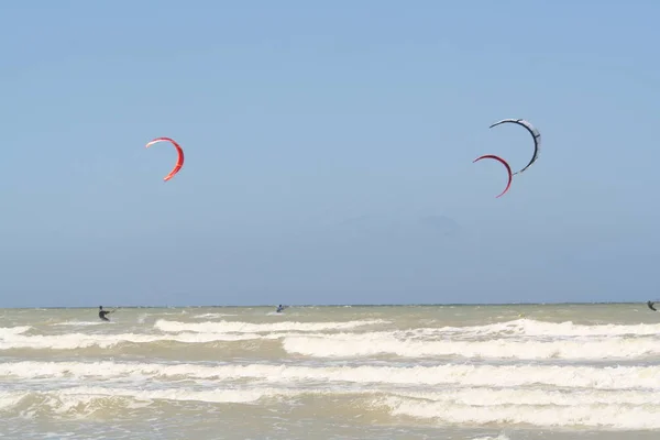 Francia Normandía Saint Aubin Sur Mer Julio 2017 Kitesurf Canal — Foto de Stock