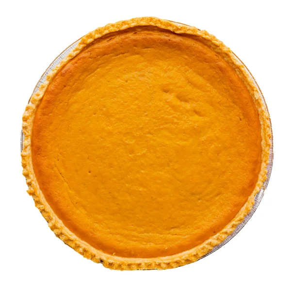 Fresh Baked Pumpkin Pie Isolated White Background — Stock Photo, Image