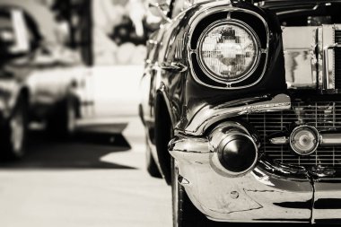 Eski vintage araba farları yakın çekim