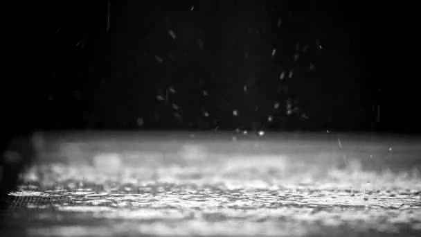 Rain Drops Slow Motion Black Background — Stock Video