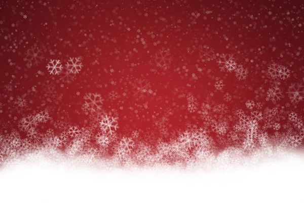 Fondo Rojo Navidad Con Copos Nieve — Foto de Stock